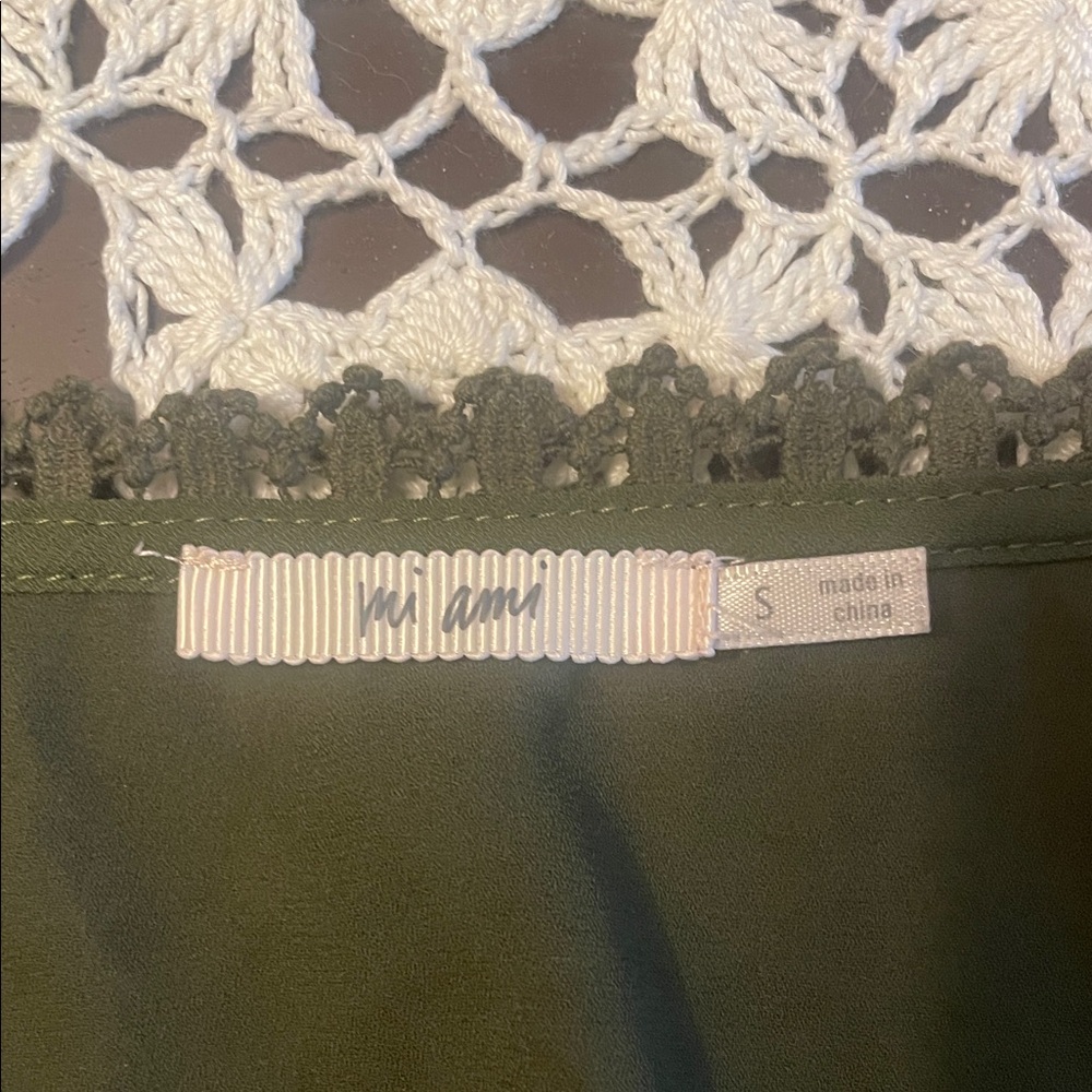 Francesca's Collections Olive Lace-Trim Surplice Top - Picture 5 of 5
